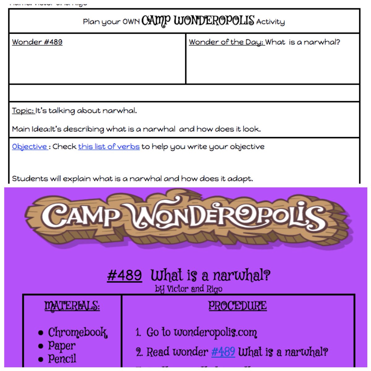 A3.2:  Student created #CampWonderopolis maker activities #WonderChat