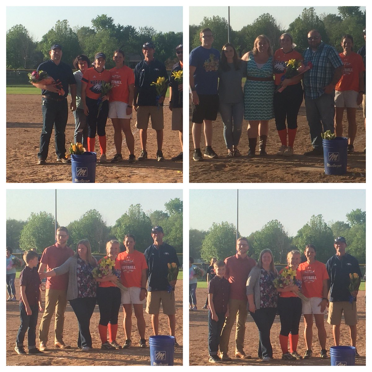 Jdavis_Neosho's tweet photo. HHS Softball seniors honored tonight after tough loss to Van Buren 0-7. Time to prepare for state game on Thursday. Good luck Lady War Eagles. https://t.co/Aac97uu1Ce