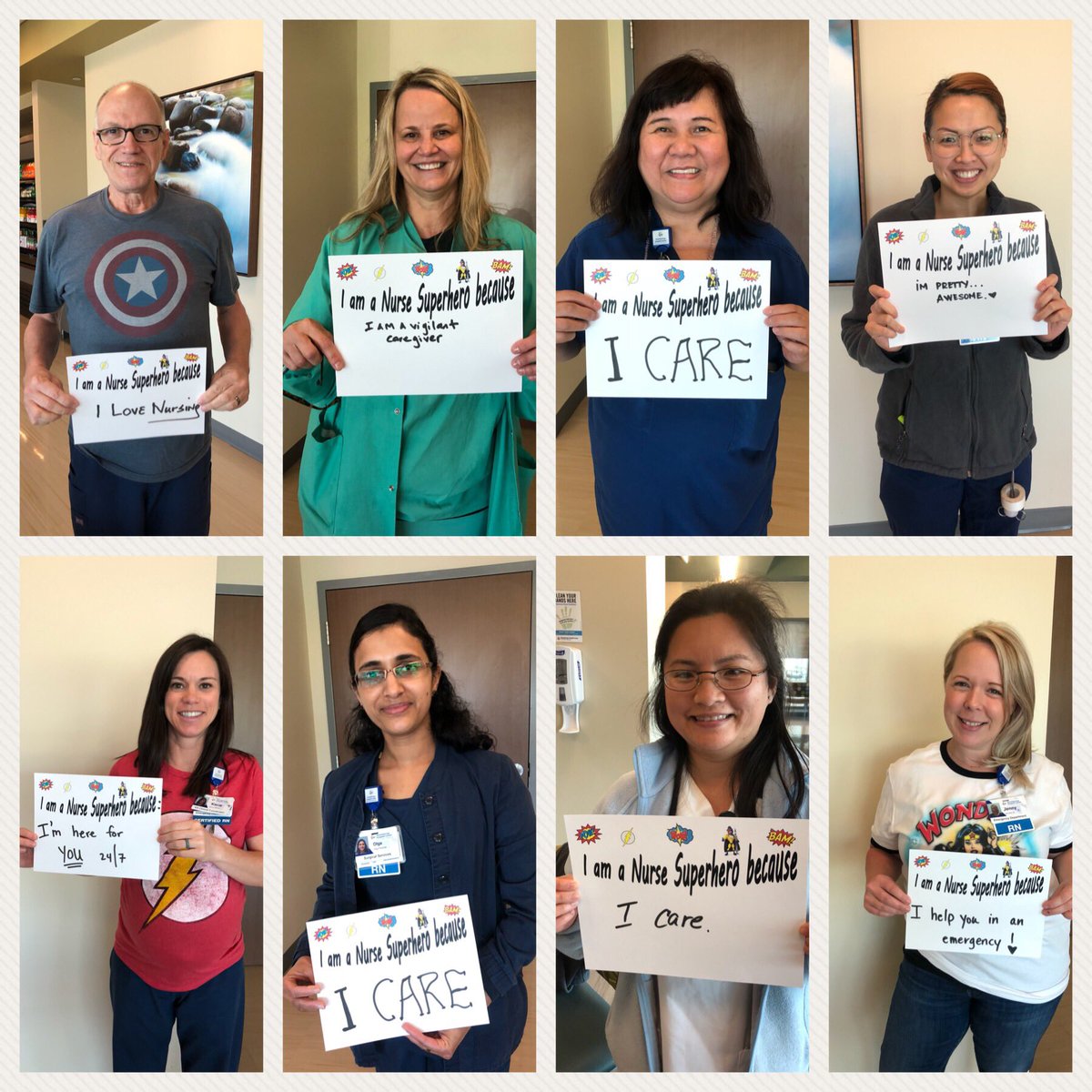 TiffaniHRVP's tweet photo. Kicking off #NursesWeek2018 with a Superhero themed spirit day @StoneSpringsHC! Thank you to all of our superhero Nurses that care for our incredible patients. #sshcproud https://t.co/2NlO0BtkD0