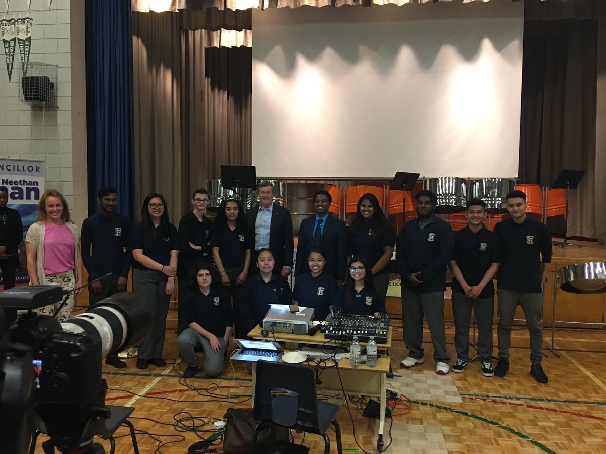 SMTprincipal's tweet photo. Great start to MyMalvern week with Councillor Shan and Mayor John Tory and performances by the very talented St. Mother Teresa CA jazz band and singers! @TCDSBmusic @BMT_CSAC @TCDSB @SMTGovernment @MyMalvern https://t.co/yW87RKJ1uy