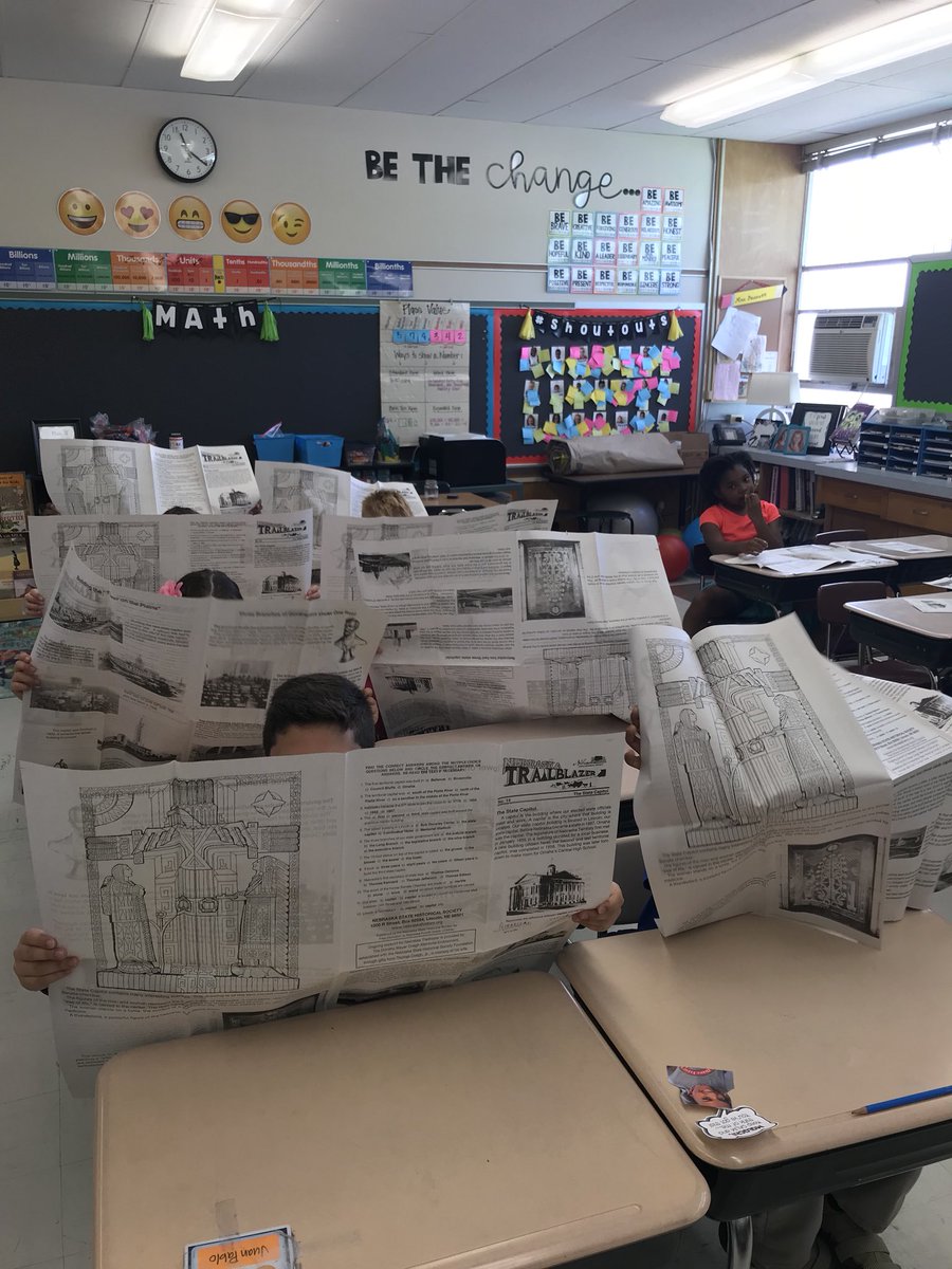 bridget_bassett's tweet photo. Preparing for our tour of the capitol this Wednesday #newspaper #itsmellssogood #makesnoise #oldschool @OPS_LauraDodge https://t.co/KDa7HaZRsO
