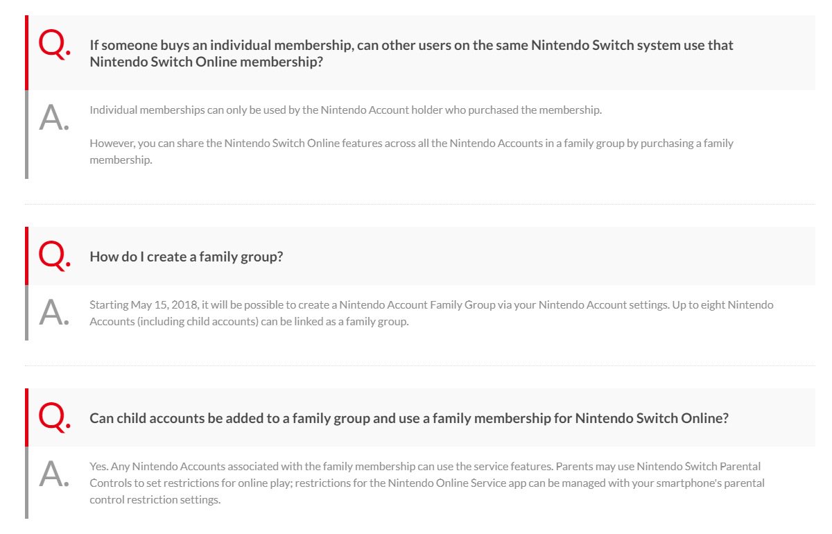 nintendo switch online family group