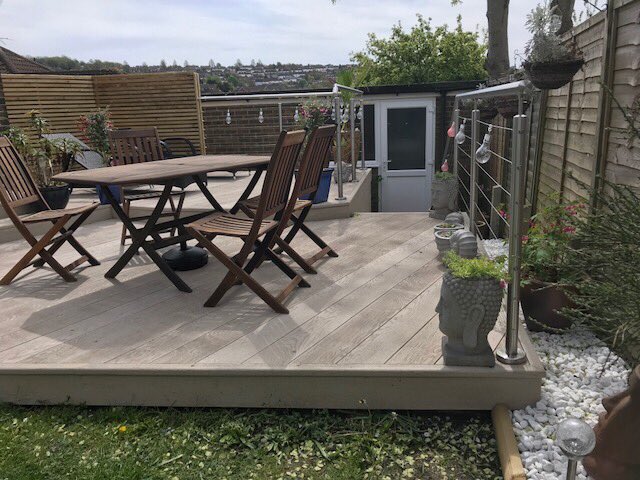 ConquestSpaces's tweet photo. Clients send us some shots of them enjoying there Limed Oak #MillboardDeck this weekend ☀️ Happy days 😁 @Millboard_UK @The_APL https://t.co/9WPXqcN3nw