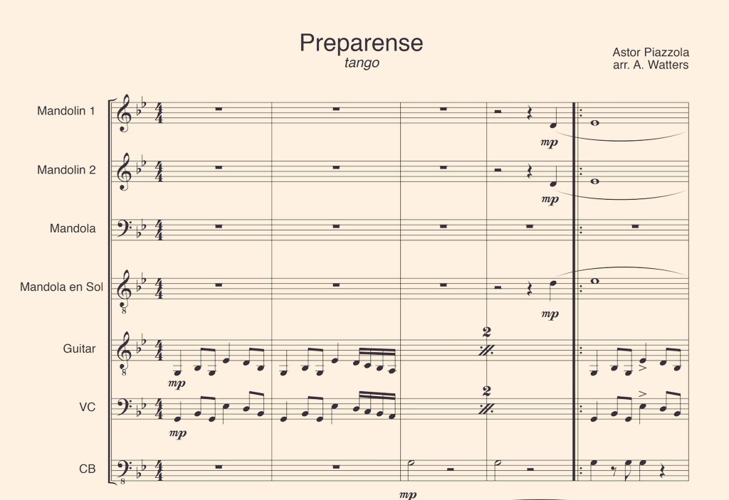 mandolinarte's tweet image. Very thankful for August #Watters arrangement of A. #Piazzola's #Preparense tango. It sounds awesome with our #mandolin orchestra!