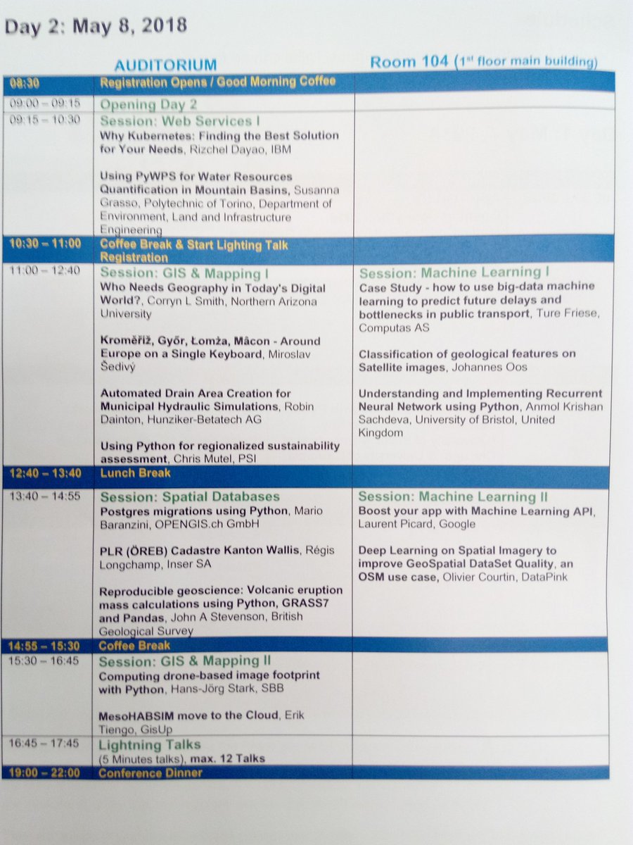 marcompte's tweet image. And this is today&apos;s menu at the #GeoPythonConf