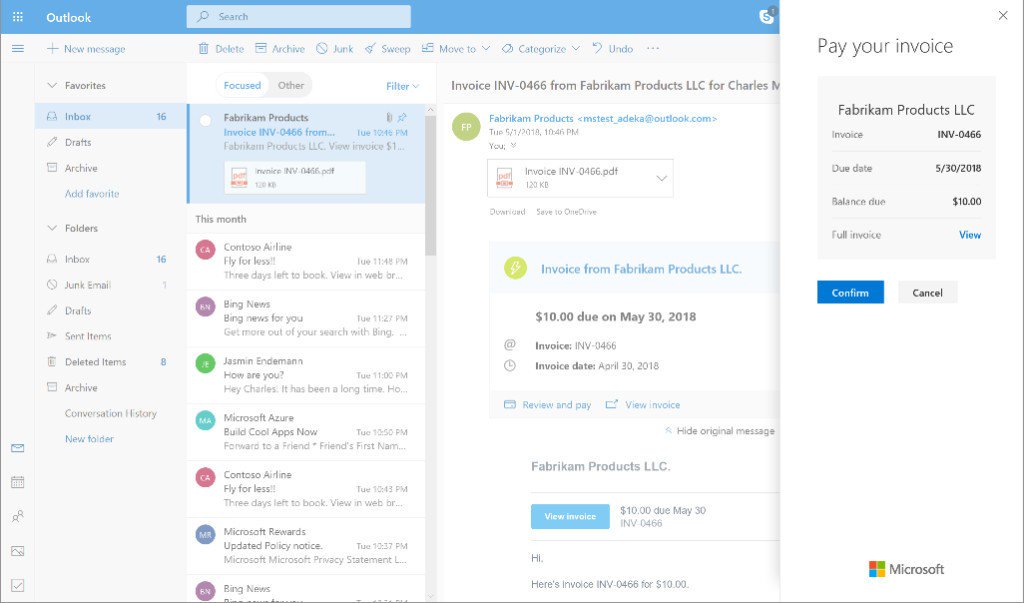 Microsoft is integrating a digital wallet service into Outlook so businesses can pay invoices directly in-app. marsdd.it/2K31Z21