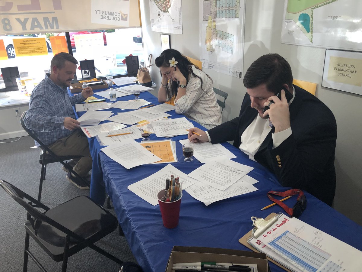 Yes4MooreBonds's tweet photo. Last night at Campaign HQ. WPM Admin. and teachers phoning it in ‘til the end. #TheClosers ❤️ finishing strong as always. 

Tomorrow is the day folks. 

#CheckTwice #DoubleBubble vote #YESforMoore https://t.co/X2y9YyNu8C