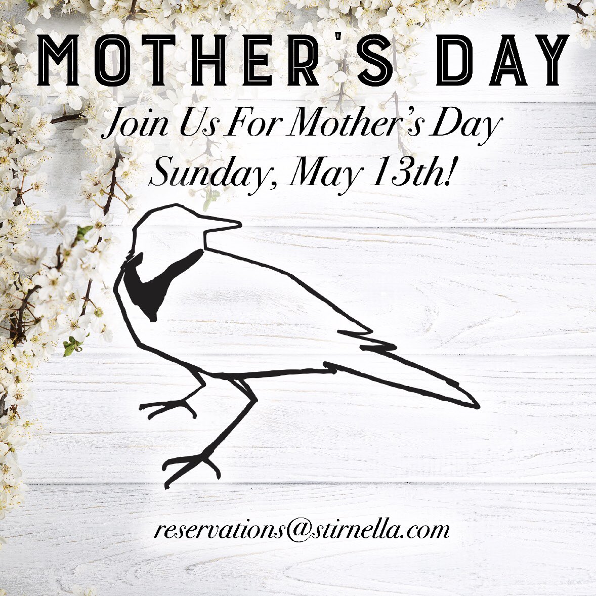 We will be open our normal business hours, 12 PM - 9 PM, on Mother’s Day. Join us in celebrating Moms! <a href="/BlackstoneDist/">Blackstone District</a> 
#mom 
#mothersday 
#local 
#stirnella 
#blackstonedistrict 
#omaha 
#nebraska