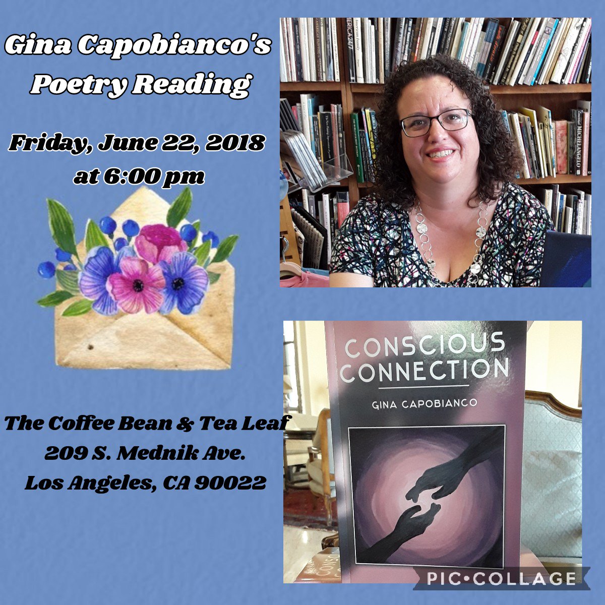 gina_capobianco's tweet image. You are invited to hear me read from my 2nd book of poetry #ConsciousConnection  @RealisticPoetry @UCLASemelFriend @stimeyluv1 @PoetryLA @POETSorg