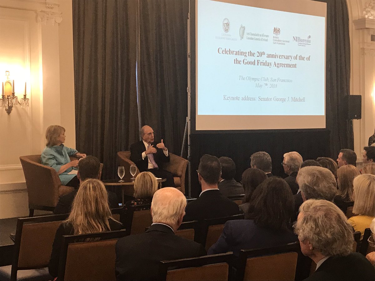 A captive audience listening to Senator George Mitchell speaking about the Good Friday Agreement this evening in #SanFrancisco #GFA20