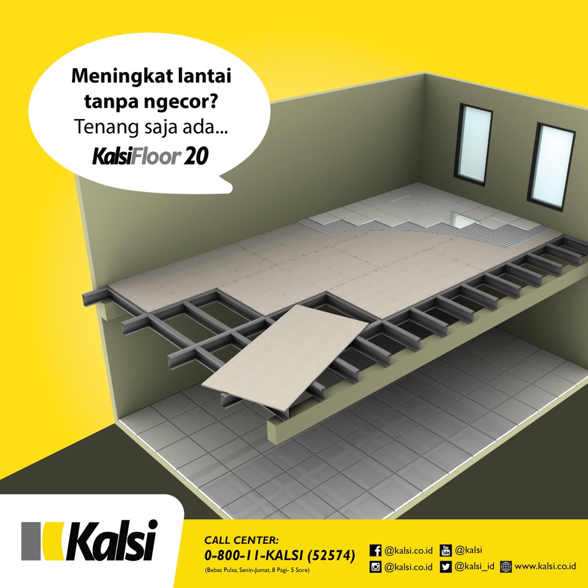 Kalsi_id's tweet photo. "Meningkat lantai tanpa ngecor? Tenang saja ada Kalsifloor, Lebih Cepat, Lebih Efisien, Lebih Bersih" #kalsinomor1 #kalsiboard #lantai #ramahlingkungan #bangunan https://t.co/GzRn1d87lY
