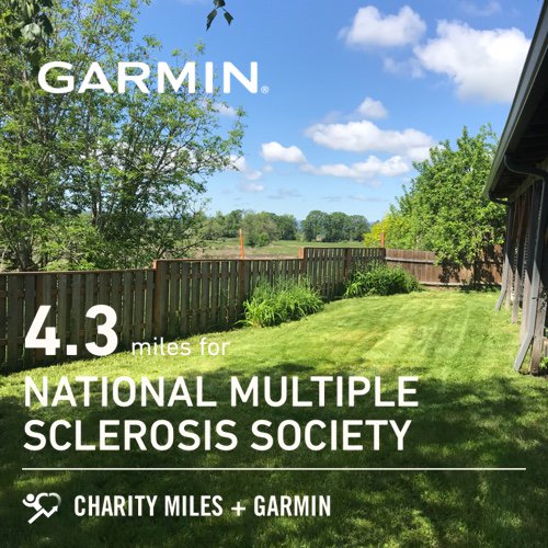 CoraDawnK's tweet photo. 4.3 @CharityMiles for @mssociety. Thx @Garmin for sponsoring me. #BeatYesterday https://t.co/LPyB2bbbSv #defeatms #hacktheapp #yardwork https://t.co/DSqgcridDO