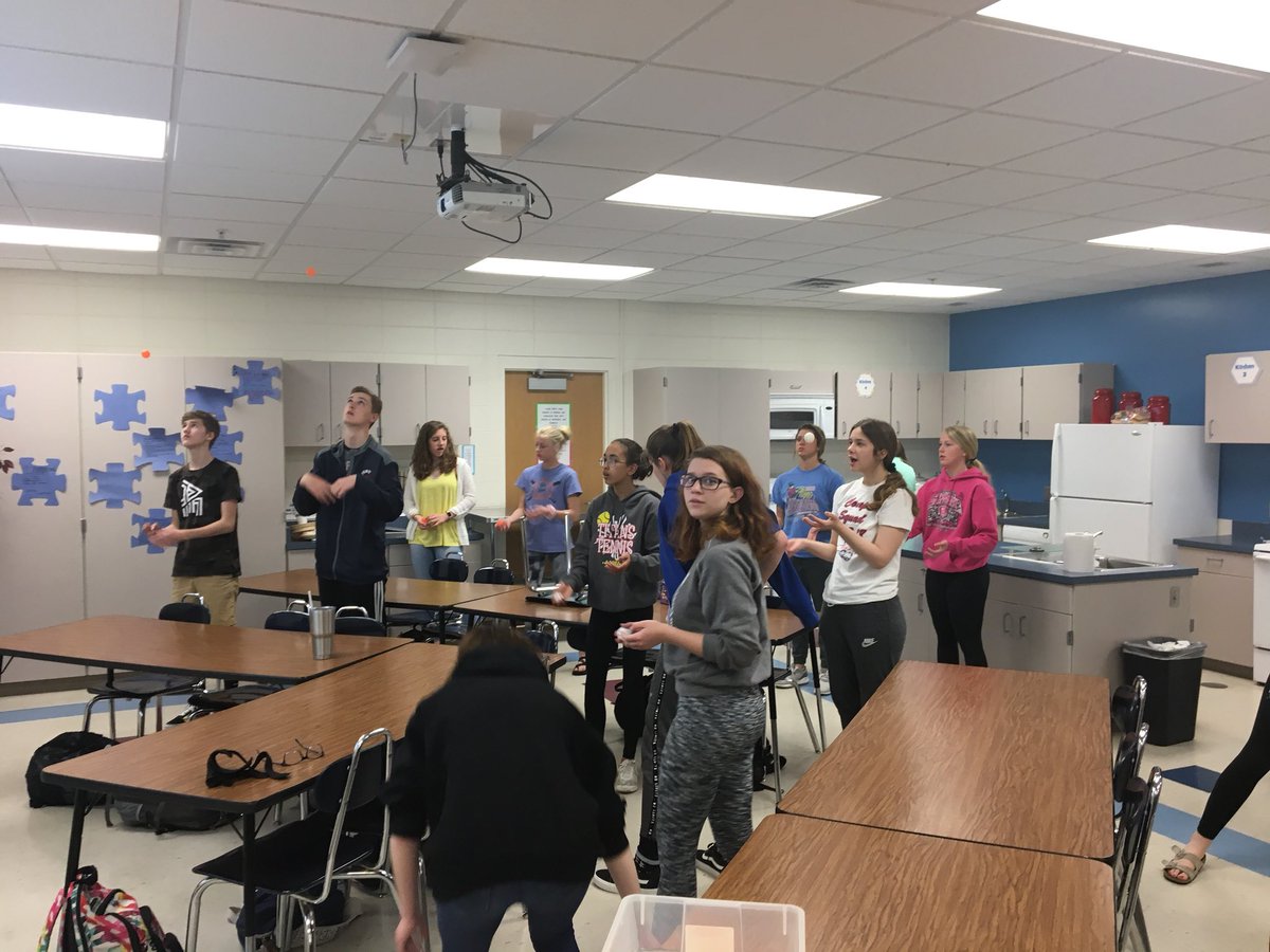 JEHansmeyer's tweet photo. Stepping out of our #comfortzone & trying something new like these freshmen @NHS_Titans #FACS students #learningtojuggle is not mastered w/o accepting a challenge https://t.co/cfRIW1rsGG