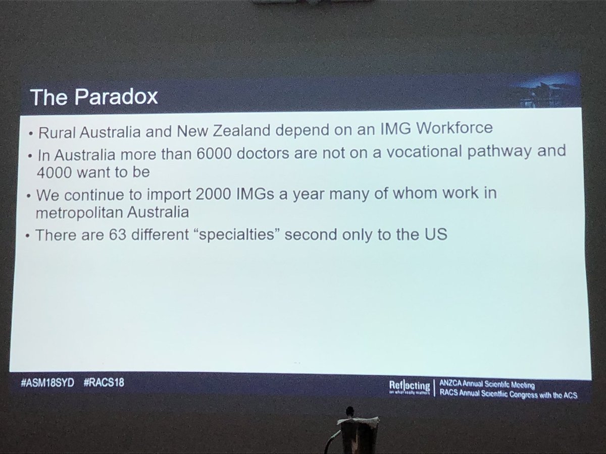 csl888's tweet photo. Australia government needs to invest in training local graduates - 4000 want to be on a vocational pathway yet we continue to import doctors. Mr Phil Truskett #RAC18 #ASAM18SYD @RACSurgeons https://t.co/gXg17jH0gw