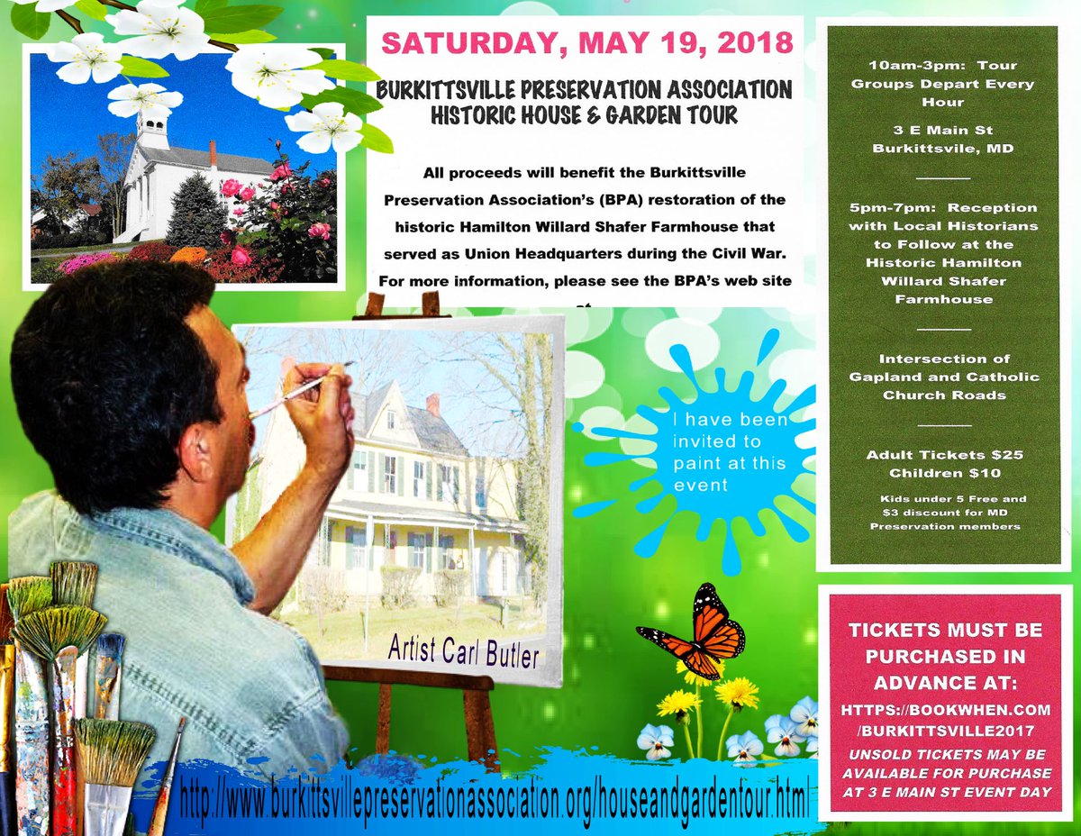 ArtistCarlB's tweet image. Burkittsville 2nd Annual House &amp;amp; Garden Tour May 19, 2018 Ticket link: bookwhen.com/burkittsville2… @NewsBville @ArtistCarlB @PreservationMD I have been invited to paint at this event  , …kittsvillepreservationassociation.org/houseandgarden… , 
picturetrail.com/mulatto,