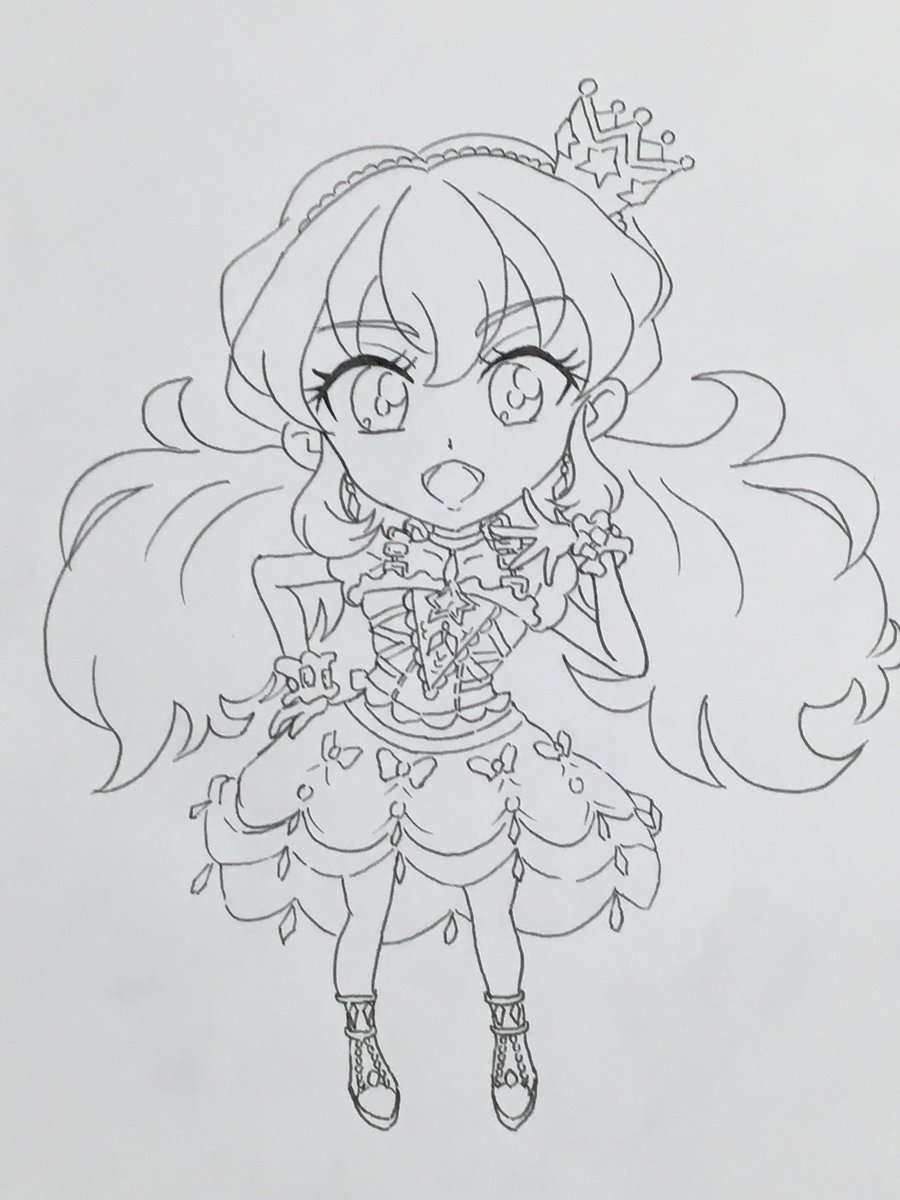 コレス ブラック On Twitter 午後からサービス休日出勤予定ですので お昼前から描いてました 舞花ちゃんイラスト でストップしてたミライちゃんイラストをペン入れまで アイカツ アイカツフレンズ 明日香ミライ