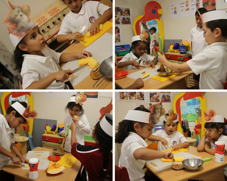RutaBaskevica's tweet photo. Retelling "Pumpkin soup" in our always changing kitchen area while developing language, fine motor, communication skills #QASidra preschool #earlyyears #EYLiteracy https://t.co/bOWEecsoT6