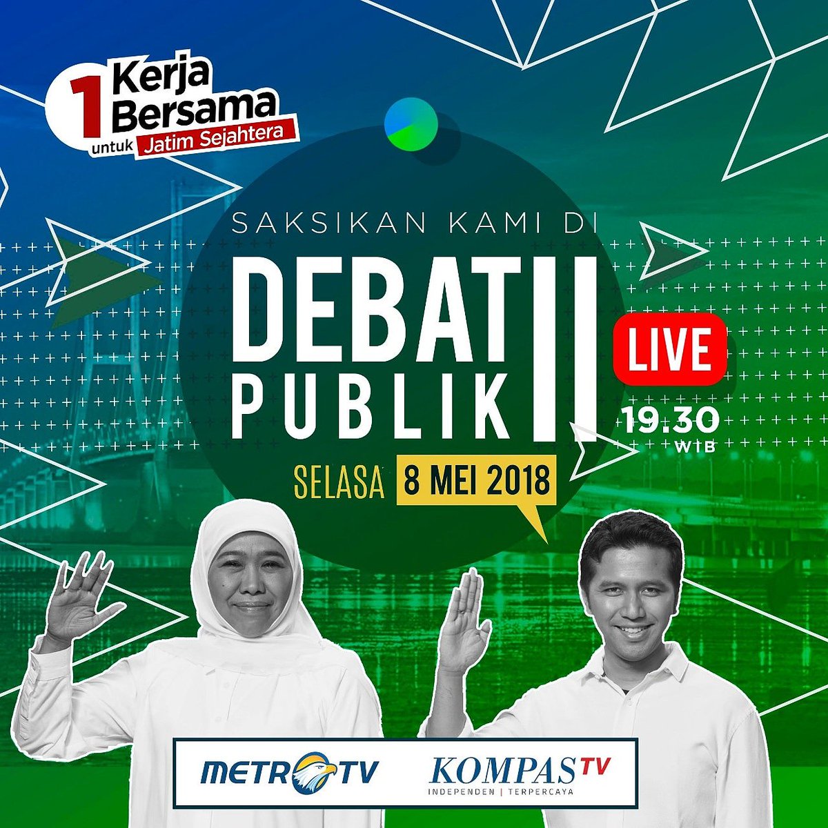FansKhofifah's tweet photo. Untuk menciptakan Jatim Sejahtera yang aman hanya satu solusinya Pilih 1 Khofifah Emil

#KhofifahGubernureJatim #IndonesiaMemilih #DebatPilgubJatim #DebatPilkadaJatim https://t.co/cl57WMyt4O
