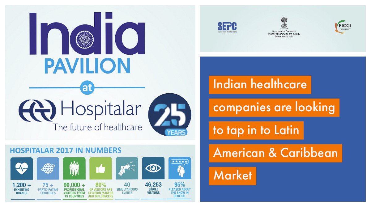 ficci_india's tweet photo. @CimGOI @santoshshubh @rasheshshah @ambikas16 @bssawhney FICCI delegation to showcase India’s strength in #Healthcare at #HOSPITALAR. Corporates participating include manufacturers of hospital equipment & supplies like orthopedic implants; surgical instruments; cardiology, nephrology devices; infusion therapy etc https://t.co/GrmSH9C60w