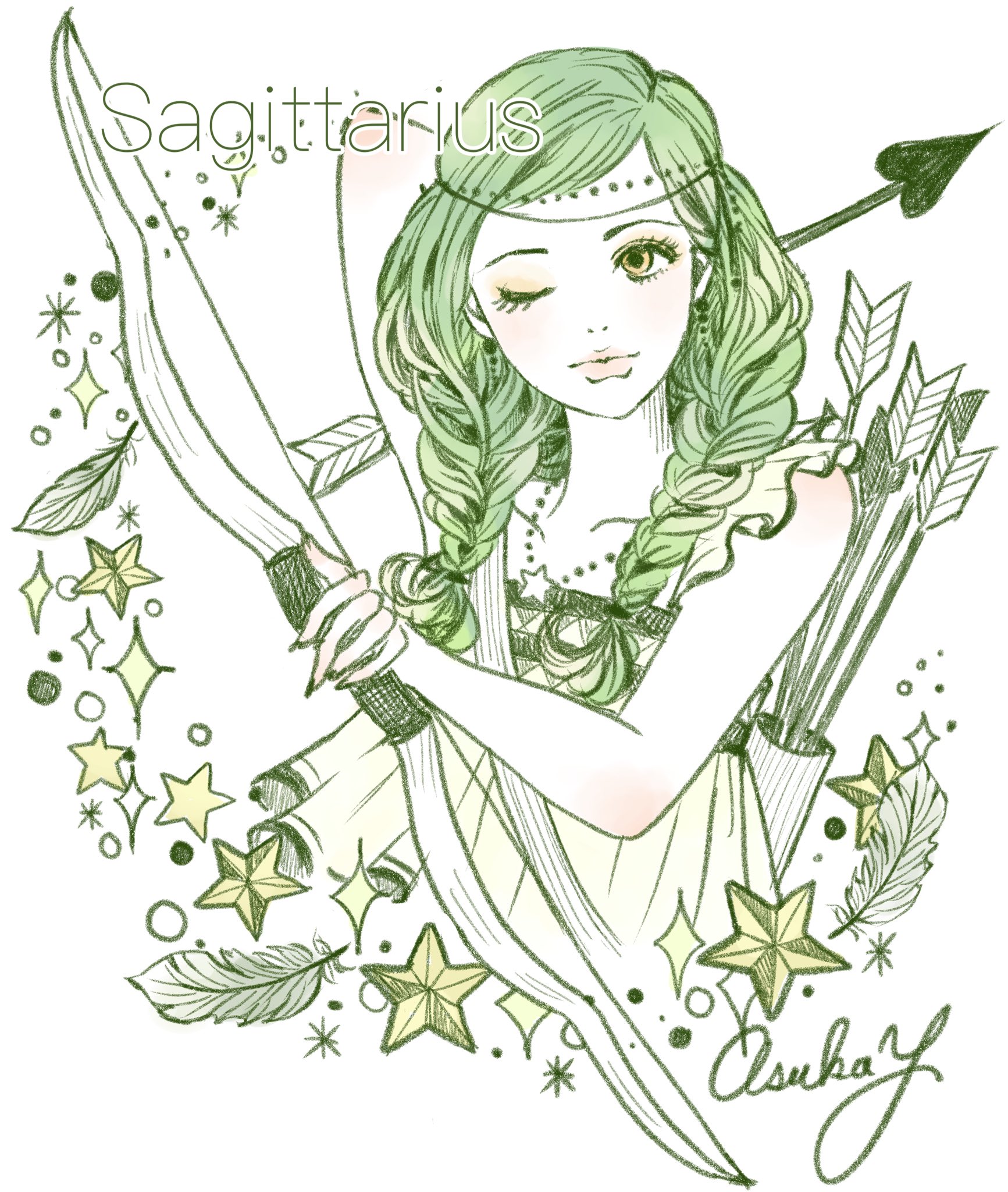ヨコオアスカ イラストレーター 星座イラスト 射手座 T Co Jzzdua6r5q Twitter
