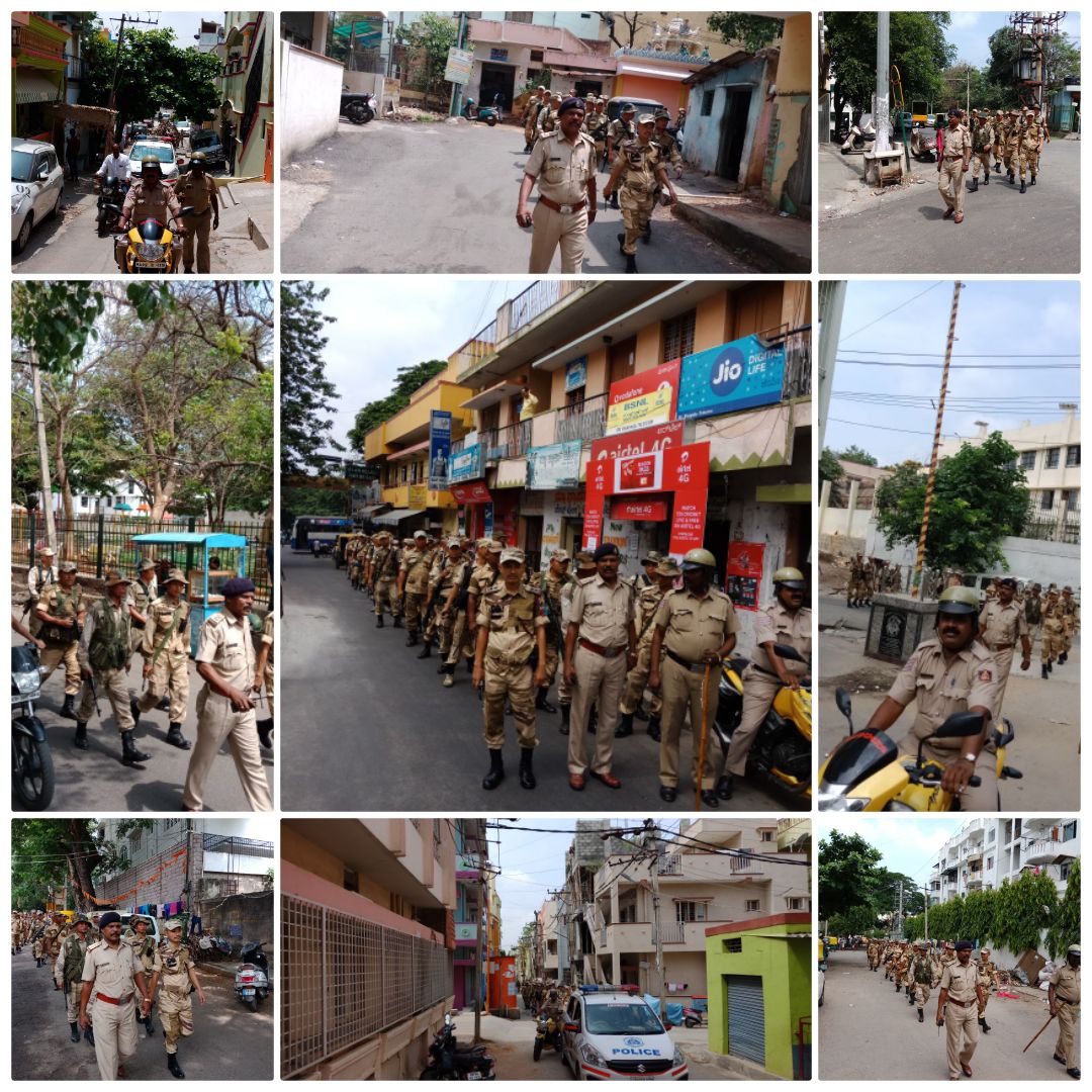 DCPWestBCP's tweet photo. ಇಂದು ಮಾಗಡಿರಸ್ತೆ ಪೊಲೀಸರು ಅರೆಸೇನಾ ಪಡೆಗಳೊಂದಿಗೆ ವಿಧಾನಸಭೆ ಚುನಾವಣೆ-2018 ರ ಹಿನ್ನಲೆಯಲ್ಲಿ ಠಾಣಾ ಸರಹದ್ದಿನಲ್ಲಿ ಪಥಸಂಚಲನ ನಡೆಸಿರುತ್ತಾರೆ. 
|#ಶಾಂತಿಯುತಚುನಾವಣೆಯಕಡೆ #ನಮ್ಮಪಡೆಗಳನಡೆ 
|#KarnatakaElections2018 |#PoliceRouteMarch |#AreaDominationContinued...@BlrCityPolice https://t.co/yPrlfiSrKN