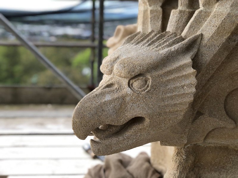 Thanks to <a href="/BBCSpotlight/">BBC South West</a> <a href="/ClareWoodling/">Clare Woodling</a> for coming to see the latest additions to the Cathedral last week.

READ MORE about the pinnacle and the beast heads on the east gable.

ow.ly/Bl4h30jT5pq