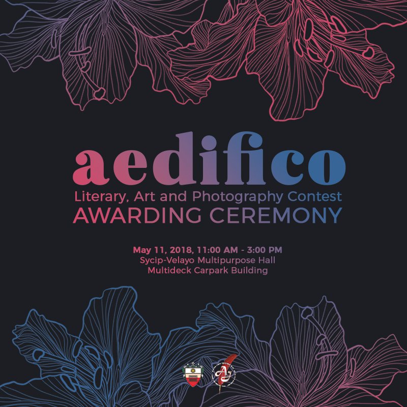 UST_AcctJournal's tweet photo. Celebrate love in art!
The Accountancy Journal cordially invites the following participants to join us for the awarding ceremony of Aedifico: Literary, Art, and Photography Contest as we honor the artistic persona of the UST-AMV community!
#Aedifico2018 ❤ https://t.co/sApmnch4Mw