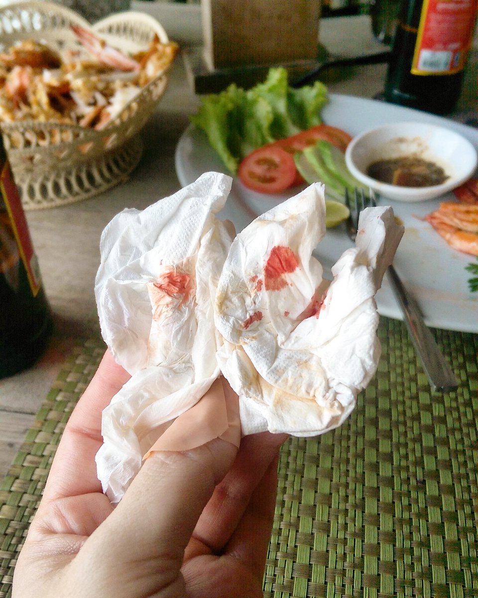 lipglossgirl's tweet photo. Was this meal worth slicing my thumb open on a crab shell and bleeding everywhere non stop (that's tissue #4) thanks to aspirin and booze? Yep yep yep. Also, Jen works in a hospital and had a first aid kit to patch me up. #foodthatfightsback #worthit https://t.co/zoejd3SuoO