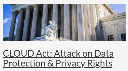 TutaPrivacy's tweet image. The CLOUD Act allows US authorities to request data from American companies whether the data is stored in the US or abroad. Time to switch to European cloud service, best with built-in encryption. 😉
#DeleteFacebook #DeleteGmail
tutanota.com/blog/posts/clo…
