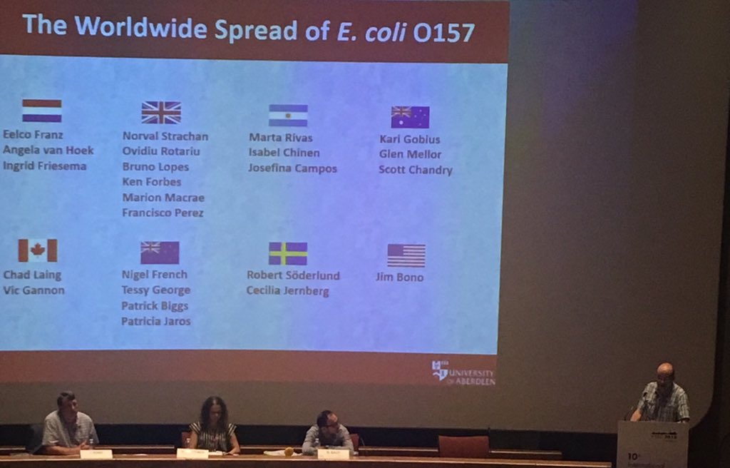 CJernberg's tweet photo. Sweden happy to have been a piece in the genomic puzzle on the world wide spread of O157 presented by Norval Strachan. @Folkhalsomynd @SVAexpertmyndig #VTEC2018 https://t.co/rX7Xnumkft