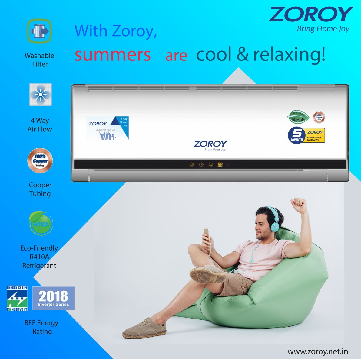 Clear the stifling heat with freshening Zoroy air; bring home the coolest Zoroy Air Conditioners Catch us Online@ zoroy.net.in Call @ 1800 103 3634 #airconditioners #ac #electronics #household #homeappliances #deal #sale #gadgets #device #shopping #consumerelectronics