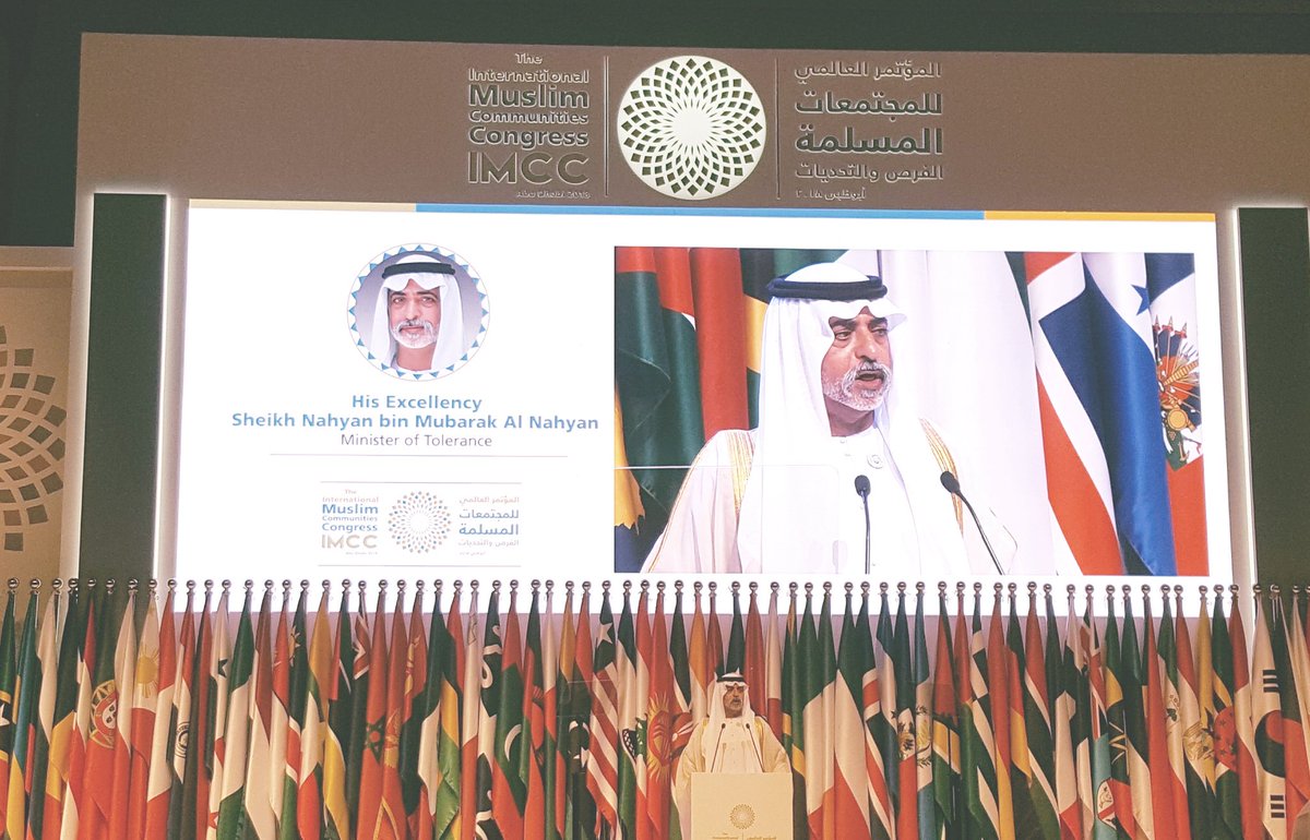 خلال المؤتمر العالمي للمجتمعات المسلمة:
نهيان بن مبارك:
إننا نلاحظ أن المجتمعات الناجحة في استيعاب جميع السكان هي مجتمعات متقدمة يسودها الأمان والسلام..

<a href="/MuslimElders/">مجلس حكماء المسلمين - Muslim Council of Elders</a>
@ppeacims
<a href="/Forsan_UAE/">فرسان الإمارات</a>
@alain_4u