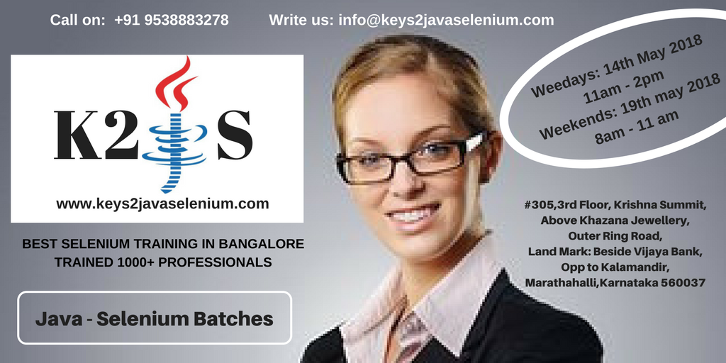 JitendraKeys2's tweet photo. #Best_Java_Training_Marathahalli
#Best_Selenium_Training_Marathahalli
Call Now for #Demo: +9 9900092845 / +919538883278
Email Us :info@keys2javaselenium.com
Website: https://t.co/5RTqSuWAj9 https://t.co/iiyNM6VnVz