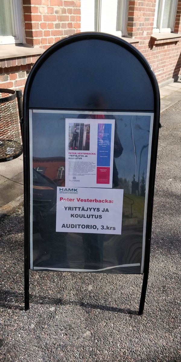 Greetings from Forssa, Finland. Giving a talk here today about entrepreneurship and education.