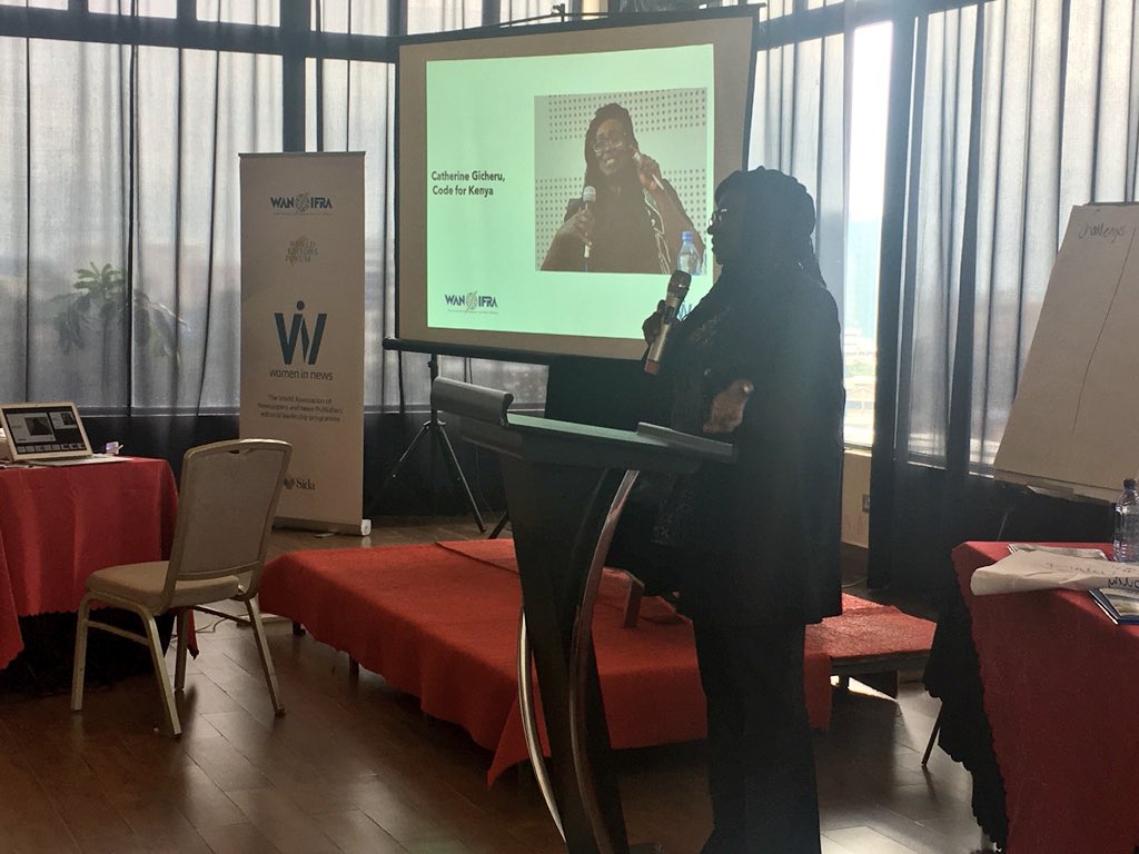 WanifraWIN's tweet photo. Catherine Gicheru, Code for Kenya on disruption in the media and how to cope with the change from a passive audience to interactive and engaged audiences. #WINAfricaSummit https://t.co/3h4xwhmdM1