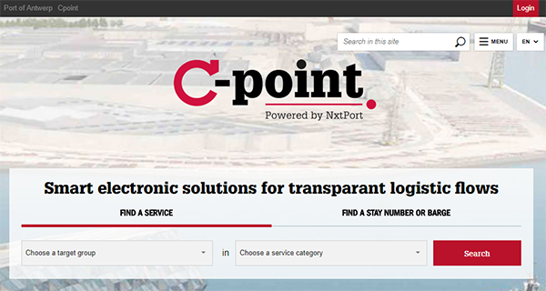 PortofAntBruges's tweet photo. Users of IT solutions in our port can now use the application platform C-point, powered by our partner @NxtPortNews, it replaces #APCS & stands for community, communication, connection. Check out the #cpoint website here: https://t.co/wIg9KwbZDa https://t.co/U5BIM2y0ZO