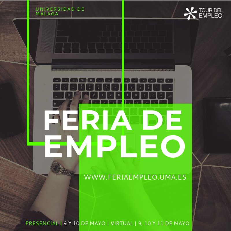 ¡ #FelizMartes !
Recuerda que mañana y pasado te esperamos en <a href="/IndustrialesUMA/">Escuela de Ingenierías Industriales UMA</a> para la IV Feria de Empleo de <a href="/InfoUMA/">Universidad de Málaga</a> 👏🏼
Mira toda la info de la feria y prepárate para conocer a sus representantes💼
💥feriaempleo.uma.es💥
.
#empleo #malaga #UMA #TourDelEmpleo #oferta
