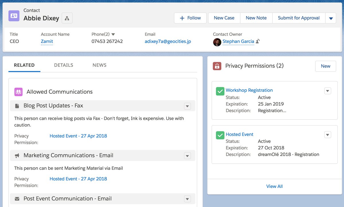 stephanwcg's tweet photo. The Data Privacy Manager is now live on the @appexchange! I've combined forces with @elements_cloud to build out an awesome app to manage your data permissions post #GDPR! It has been designed for @SalesforceAdmns who are tasked with managing compliance!
https://t.co/GUTxX8eKdx https://t.co/qKhLw0LgzK