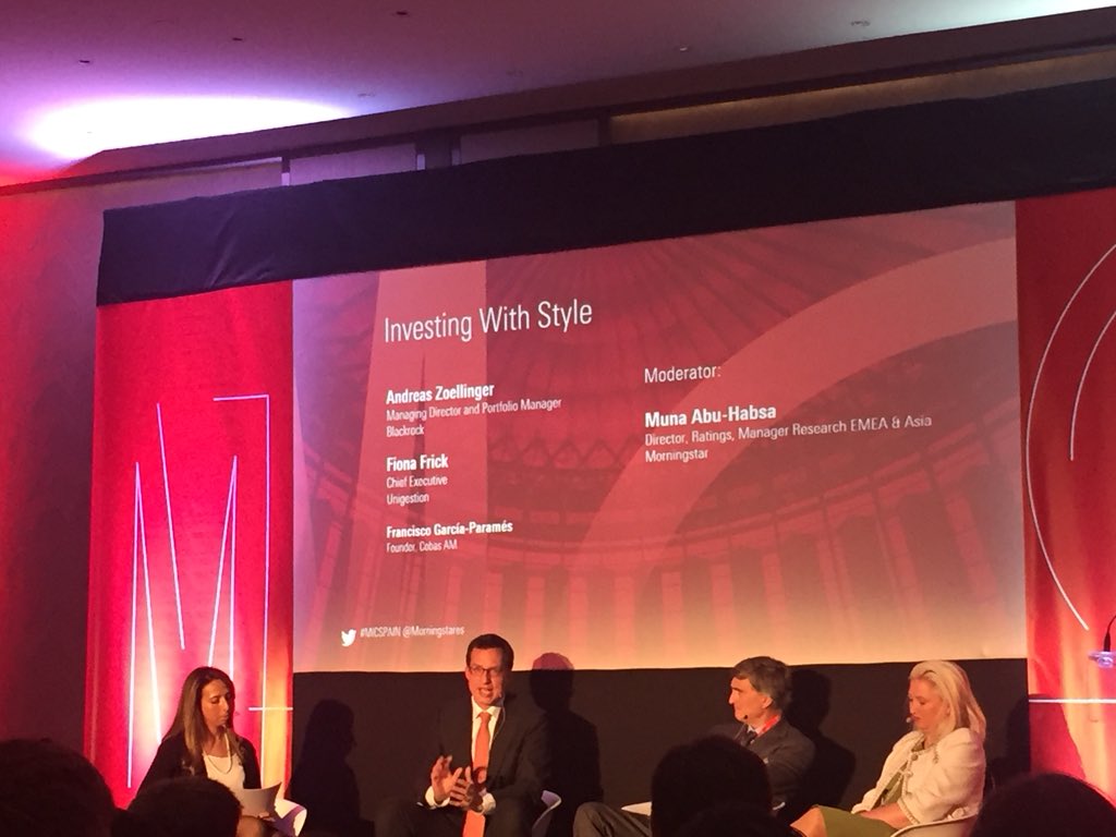 Escuchando el debate entre Fiona Frick <a href="/unigestion/">Unigestion</a> #parames de <a href="/CobasFunds/">Cobas AM</a> Zoellinger @Blackrock en el #MICSPAIN