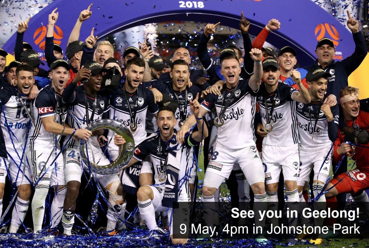 Visit Geelong Bellarine (@geelongbella) on Twitter photo What: Celebrations
Where: Johnstone Park
When: Tomorrow, 4pm
Who: Champions! <a href="/gomvfc/">Melbourne Victory</a> What: Celebrations
Where: Johnstone Park
When: Tomorrow, 4pm
Who: Champions! <a href="/gomvfc/">Melbourne Victory</a>