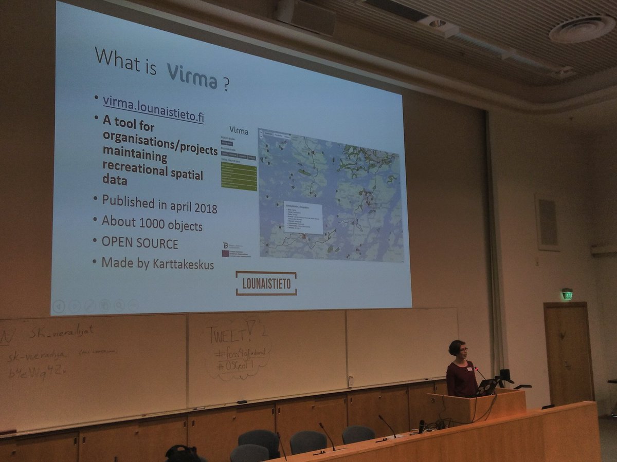 SiniPoy's tweet photo. Smart #women ruled the morning session in #foss4gfinland. Go #osgeofi! https://t.co/SdIXUX08mN