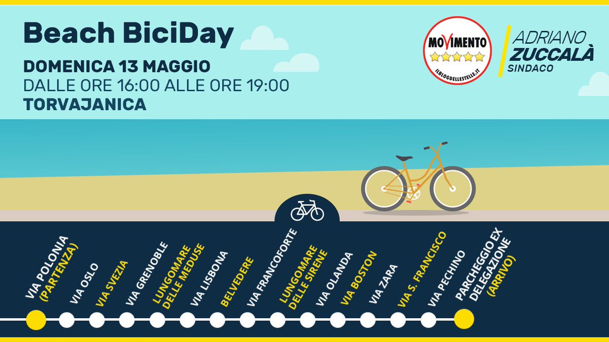 #GiornataNazionaledellaBicicletta. Siamo vicini a questo tema e vogliamo celebrarlo con un evento il #13Maggio Nel programma, settore mobilità, è stato inserito l’obiettivo di ampliare la rete ciclabile aggiungendo anche un servizio di bike sharing 👉 bit.ly/2wlNjcm