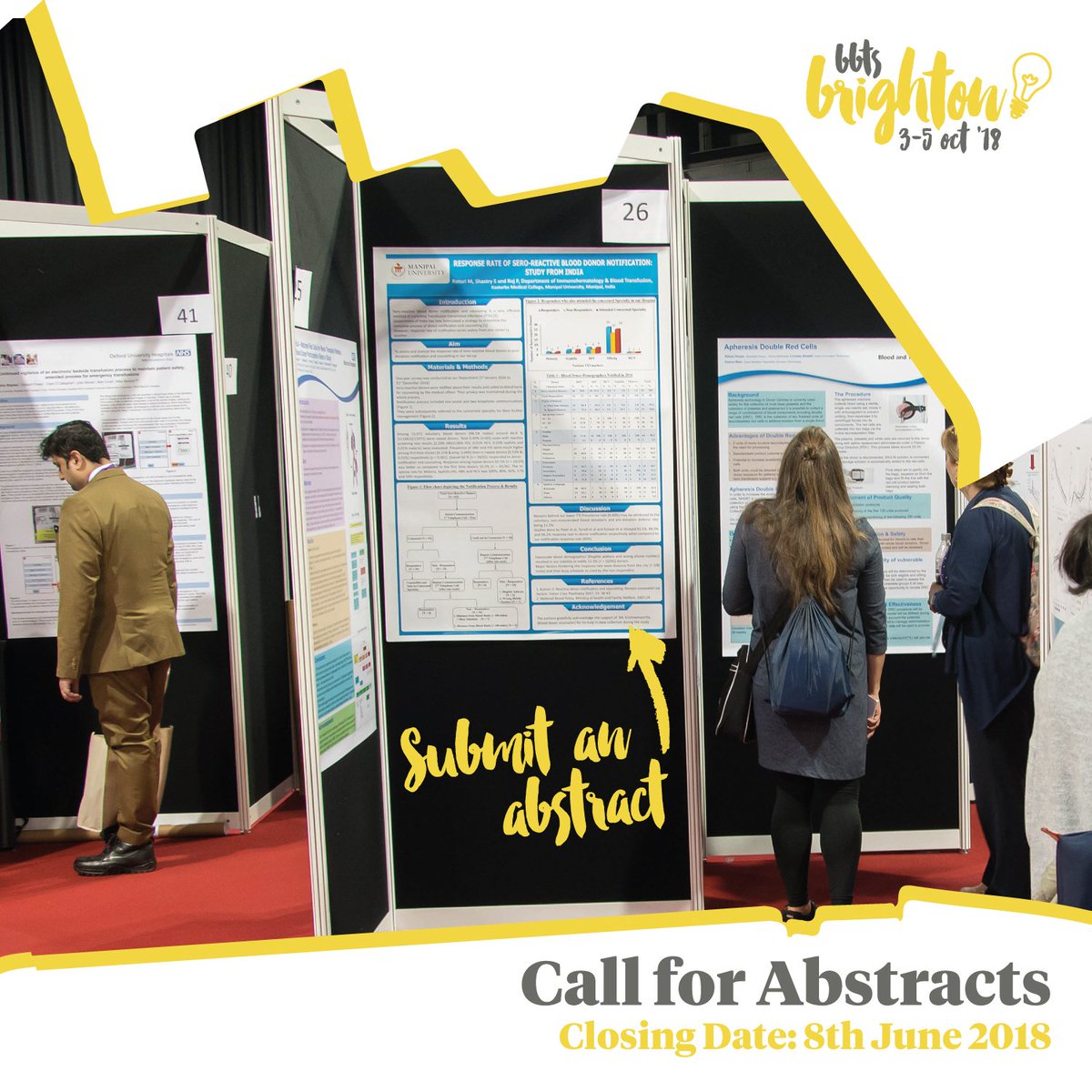 Call for #BBTSBrighton abstracts! One month countdown

Submit by 8th June. Categories: #improvingpatientoutcomes #DiagnosticsScienceandTechnology #Education #QualityRegulationandGovernance #BloodDonationComponentsandSafety #CellulartherapiesTissuesCells

bbts.org.uk
