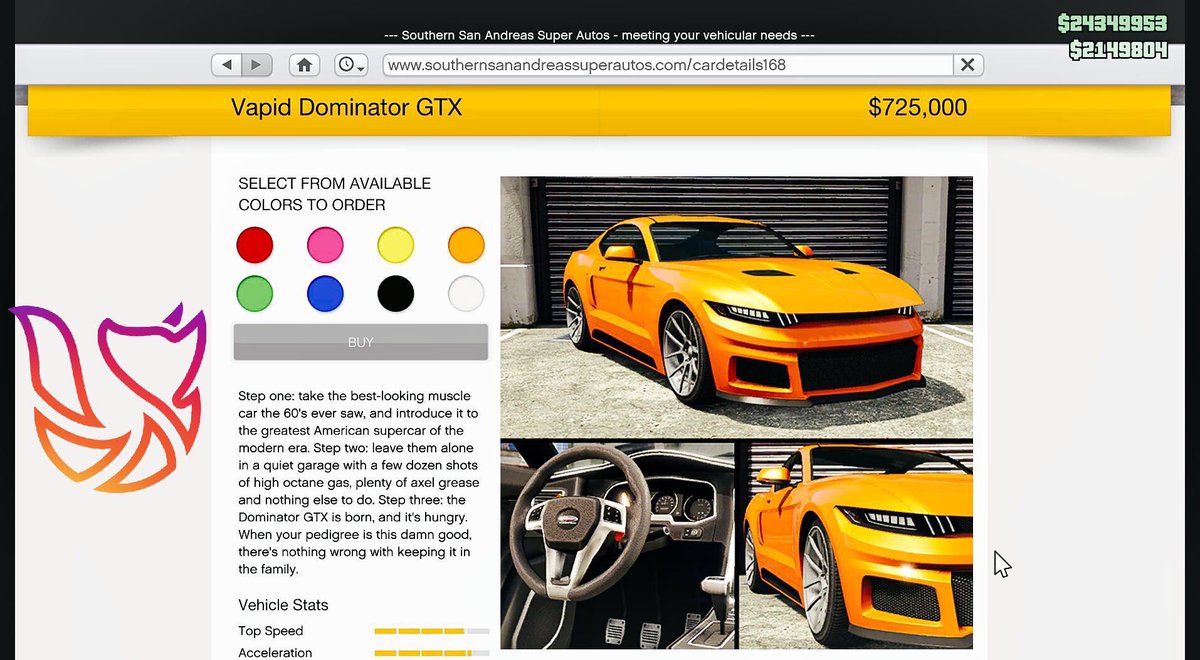 BREAKING: The Tyrant is now available to purchase in #GTAonline. Priced at  $2,515,000 The Dominator GTX is also available, priced at $725,000  📷@FoxySnaps