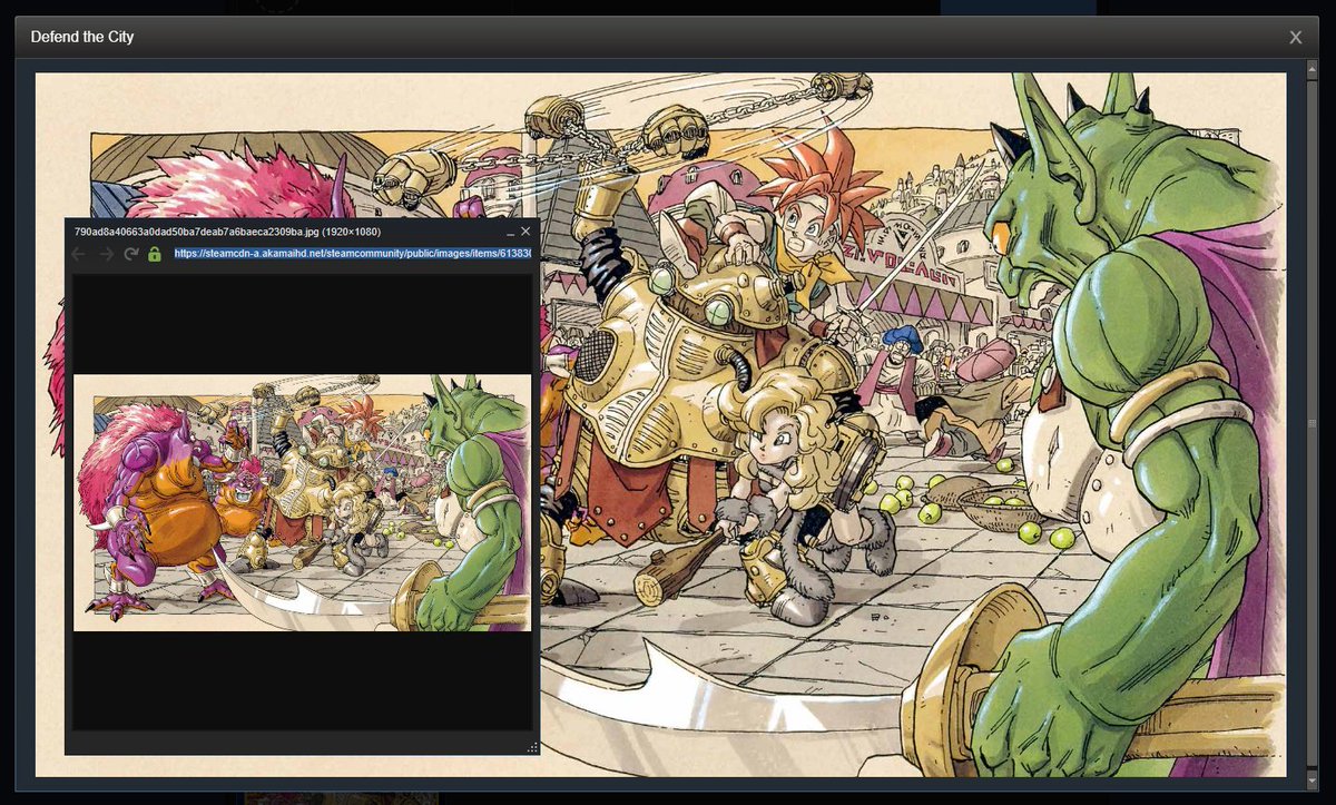 Y Nakajima En Twitter 今更ながらsteam版のクロノトリガーを買ったのだが 初めてsteamのトレカシステムがありがたいと感じた トレーディングカードをクリックして元画を拡大表示させてからちょっとした操作するとフルhdサイズで綺麗なコンセプト画を手に入れることが