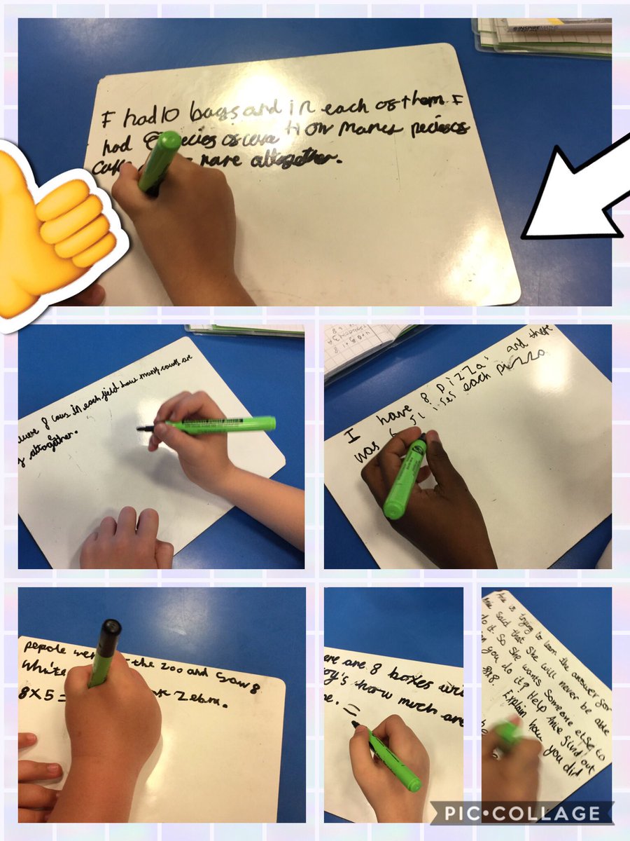 EPSMissMHardy's tweet photo. Y3 were using their #QuickSix in #Maths this morning to check their understanding of #skipcounting in 8's, by creating #wordedproblems for their partners. (Thanks to a Y3 #ipadexpert for the @PicCollage 👍🏼) #superlearners #peersupport 🌟🙌🏼😊@Gaynor_Spence @Eastfield_EN3 https://t.co/4oBeZmu7sy