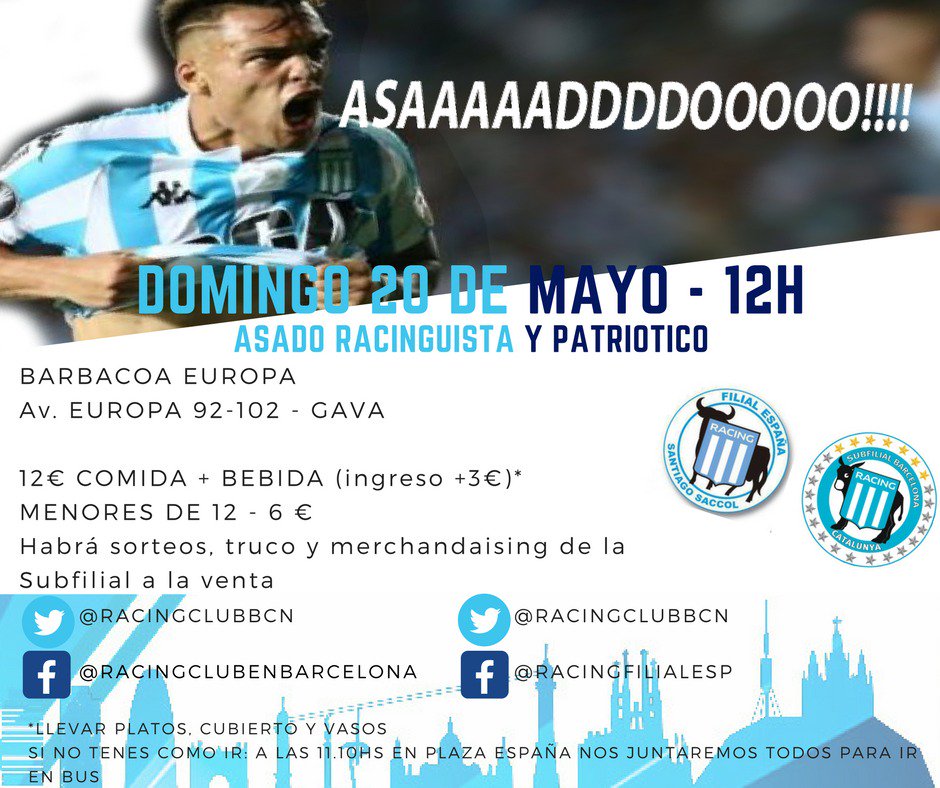 RacingClubBCN's tweet photo. Se vieneeeeee!!! Los esperamos a todos!!! https://t.co/l9n1wWdgKc