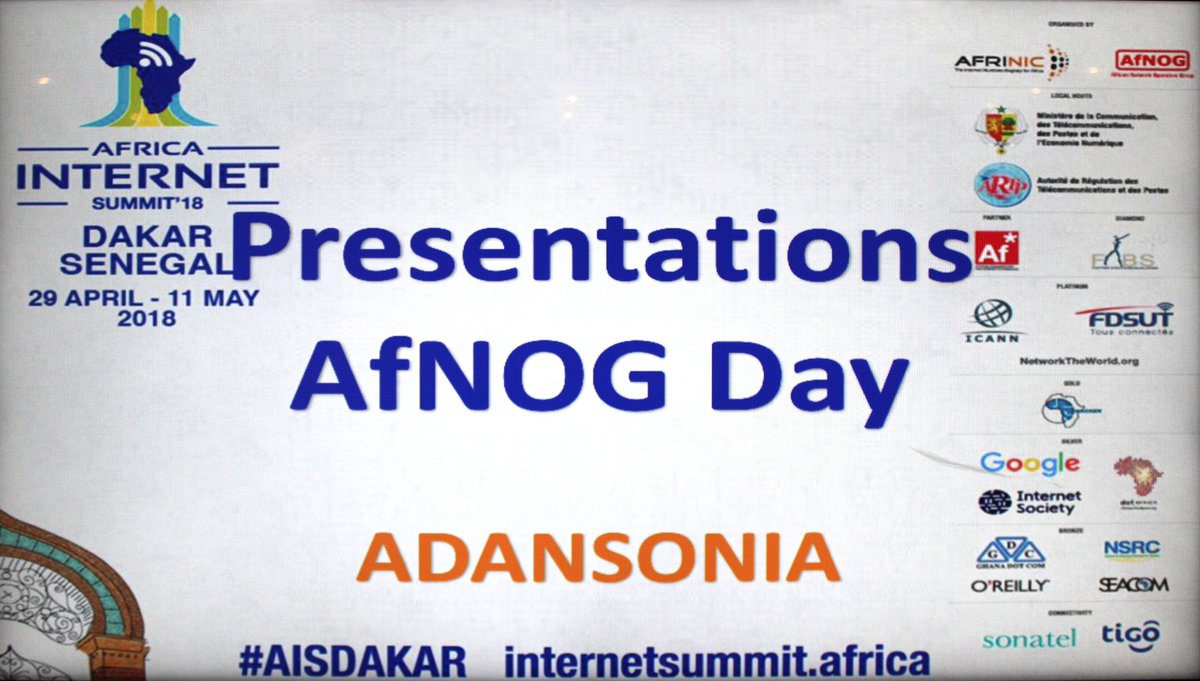AfNOGWorkshops's tweet photo. AfNOG Day at #AISDakar has begun. https://t.co/L8rCaEXJSG