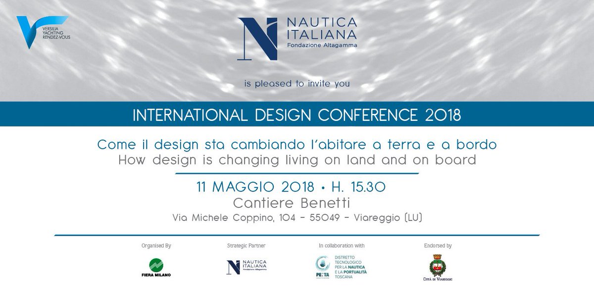 #SAVETHEDATE Do you want to discover the impact of design on our lifes? If so, you are kindly invited to the international design conference 'How design is changing living on land and on board'. Here are the details. #savethedate #designconference #nauticaitaliana #vyr2018