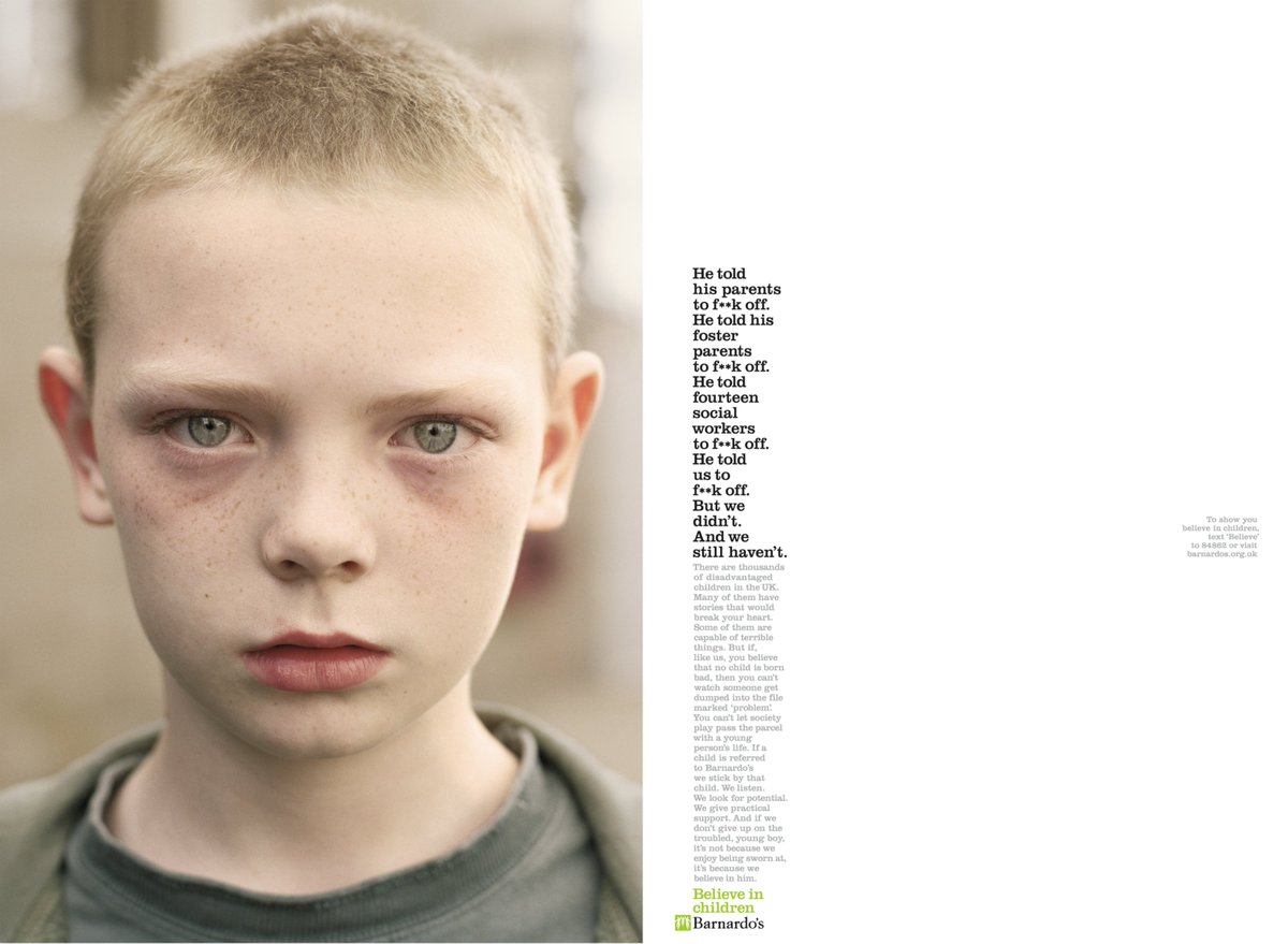 ReadMeLKP's tweet photo. Barnardo's absolutely brilliant 'F**k off' ad. https://t.co/1eWM0AM2d6